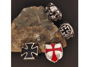 Prsteny z chirurgické nerez oceli 316L - historické a motorkářské motivy - templářský kříž, maltézský kříž, lebky