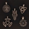 Přívěsek z chirurgické nerez oceli 316L - Mytologické symboly - Strom života, Triquetra, Kolovrat, Keltský půměsíc