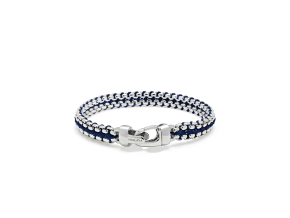 nialaya men s bracelet navy woven box chain bracelet in silver navy woven box chain bracelet in silver 1160763603