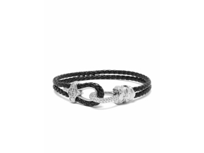 nialaya men s leather bracelet black leather bracelet with silver rope clasp black leather bracelet with silver rope clasp 1195472045