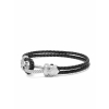 nialaya men s leather bracelet black leather bracelet with silver rope clasp black leather bracelet with silver rope clasp 1195472044