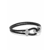 nialaya men s leather bracelet black leather bracelet with silver rope clasp black leather bracelet with silver rope clasp 1195472043