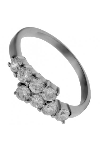 Skalimar Prsten z chirurgické oceli KROUŽEK S OSMI KAMÍNKY 312539 (Velikost 19)