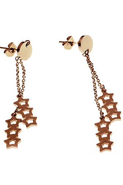 Skalimar Náušnice z chirurgické oceli VISACÍ HVĚZDY ROSE GOLD 614020/5