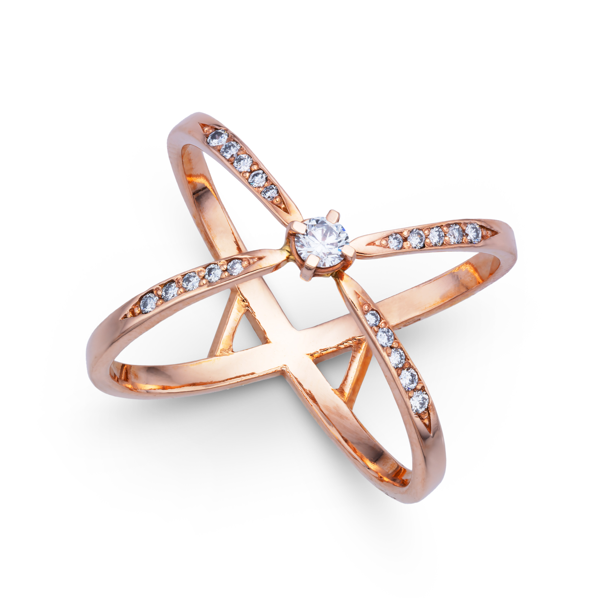 Designový zlatý prsten Emilio v růžovém odstínu