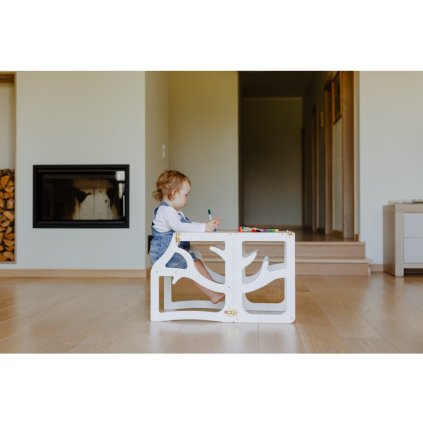 multifunkční učící věž Montessori v bílém provedení