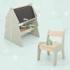 Dřevěný kreslící oboustranný stojan s tabulí a židličkou 04