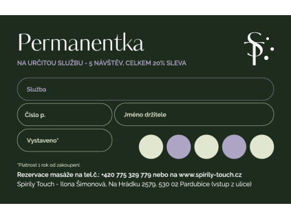 Permanentka na masáže, 5 vstupů