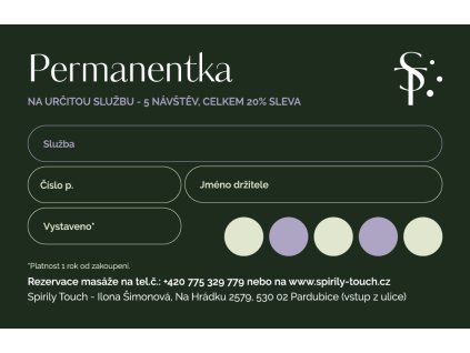 Pernamentka na masáže, 5 vstupů