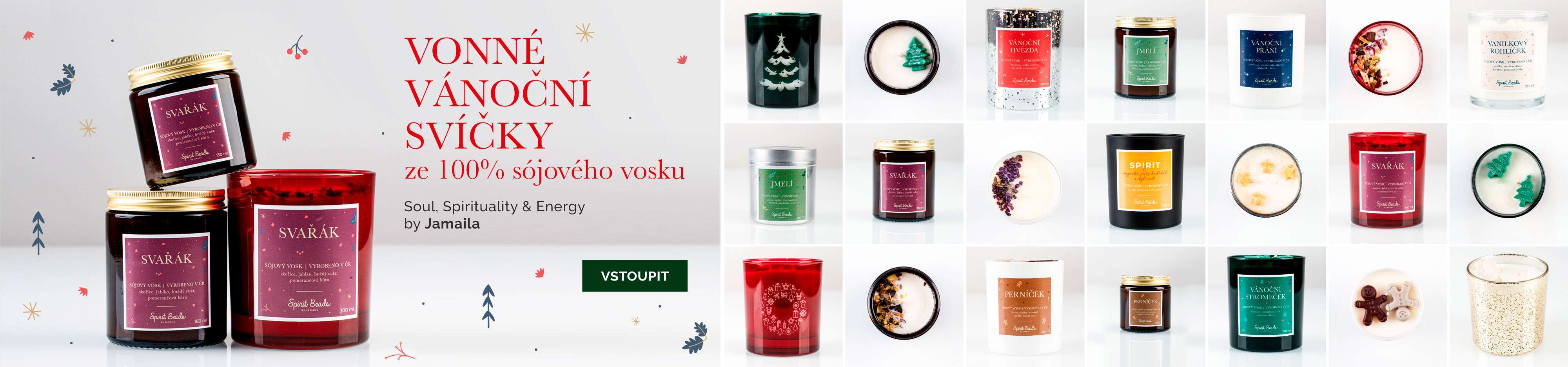 Vánoční svíčky ze 100% sojového vosku