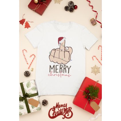 mockup of a t shirt surrounded by christmas presents and decorations 30632 (5)