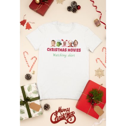 mockup of a t shirt surrounded by christmas presents and decorations 30632