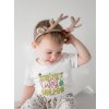 mockup of a baby wearing a customizable t shirt and reindeer antlers m2196 r el2