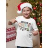 christmas mockup of a kid with a santa claus hat pointing at his t shirt 30205