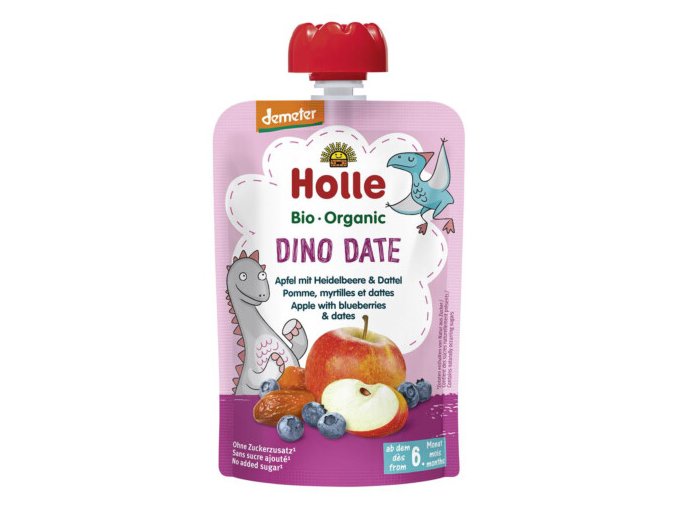 BIO příkrm „Dino Date“ jablko s borůvkami a datlemi 100g