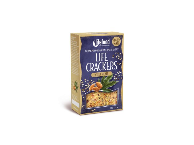 LIFE CRACKERS Konopné s chia BIO RAW