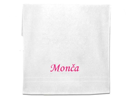 bílý ručník se jménem na přání 100 x 50 cm Monča