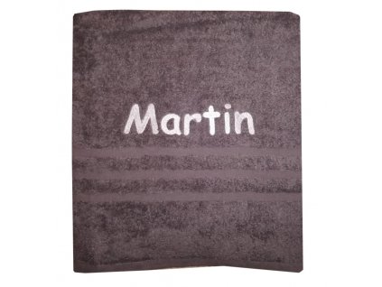 comfort tmavě šedý ručník Martin jméno