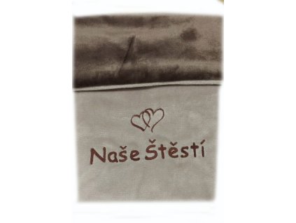 dvouvrstva deka s vysivkou nase stesti bezovo hneda