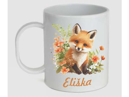 plastový hrnek liška do školky jméno Eliška přání