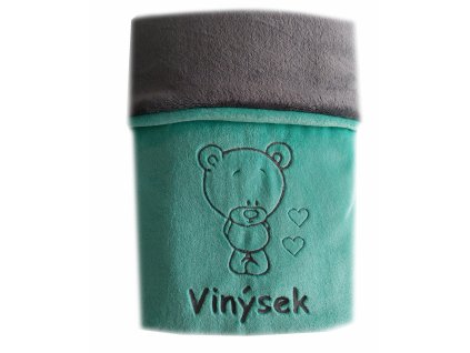 Deka se jménem pro miminko do kočárku - výšivka mentol,šedá