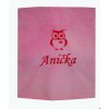 soft flísová deka s výšivkou sovička jméno Anička světle růžová