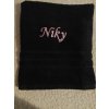 černý ručník 100 x 50 cm výšivka růžová Niky