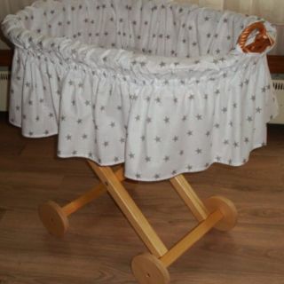 Pojízdný prostorný košík pro miminko kolekce Šedé hvězdičky #miminko #kosik #baby #postylka #star #hvezda #kos