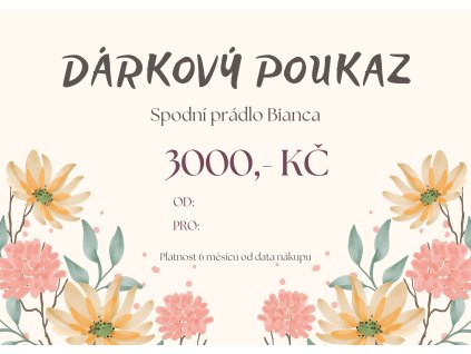 Elektronický dárkový poukaz 3000,- Kč pro nákup na prodejně