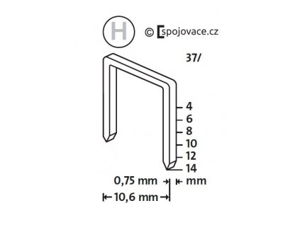 Spony Novus "H" typ 37, délka 10 mm, ST, 1000 ks