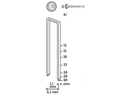 Spony Novus "C" typ 4, dĺžka 15 mm, 1100 ks