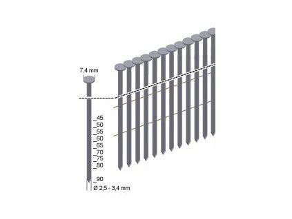 Konvexní hřebíky CNW (3,1) do hřebíkovaček Prebena, délka 90 mm