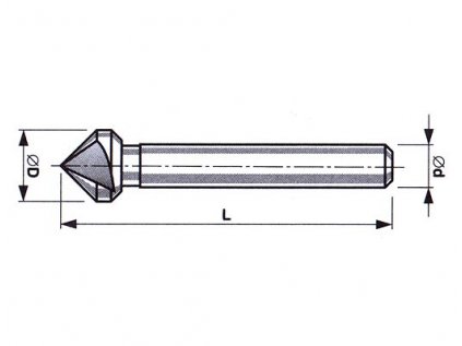 Záhlbník kužeľový trojbritý 90° HSS 10 mm (741 100)