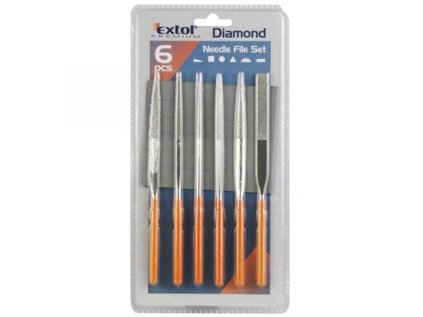 Pilníky ihlové diamantové, máčaná PVC rukoväť, 6-dielna sada