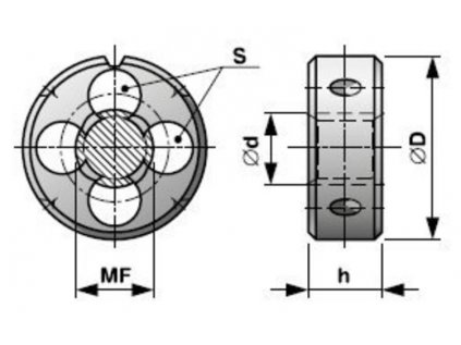 Závitová kruhová čeľusť DIN EN 22 568 6g STANDARD HSS MF M12x1,25