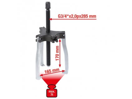 KsTools Sťahovák 2+3-ramenný 165 mm 3,7 t