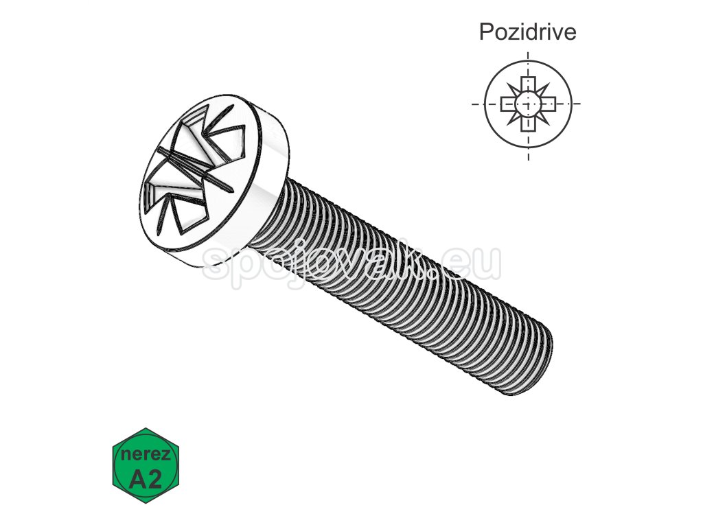 Šroub s PH a křížem, A2; M 3 x 10_1