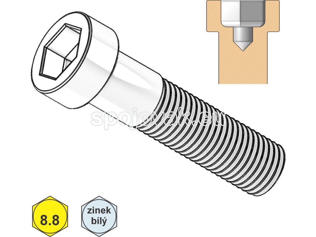 Šroub s VH a střed. otv., INBUS, ZB; 8.8; M 5 x 12_1
