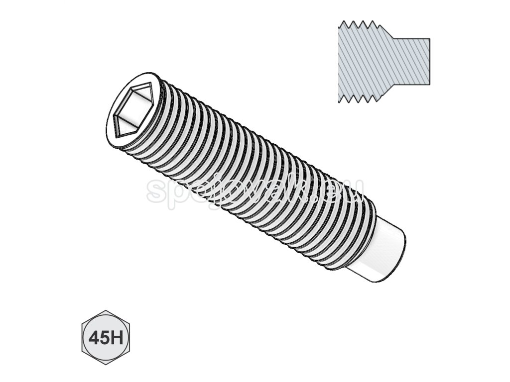 Šroub stavěcí, INBUS + čípek, St; 45H; M 2 x 4_1