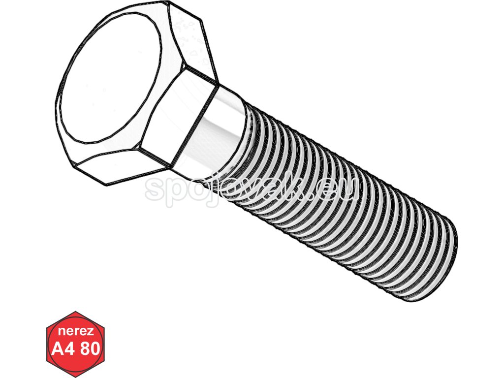 Šroub metrický, 6HR, ČZ, A4-80; M 12 x 100_1
