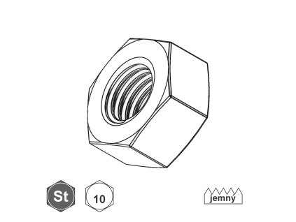 Matice šestihranná, jemný závit, ZB; 10; M 24 x 1,5_1