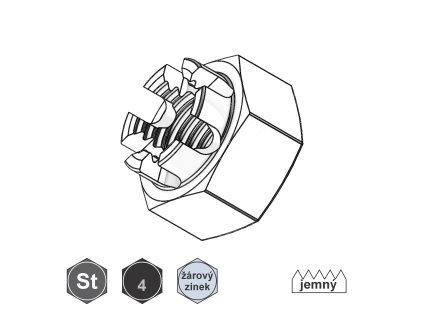 Matice korunková, jemný závit, St; 8; M 10 x 1_1