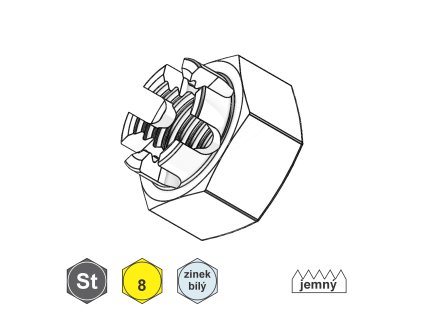 Matice korunková, jemný závit, St;  8;  M 33 x 2_1
