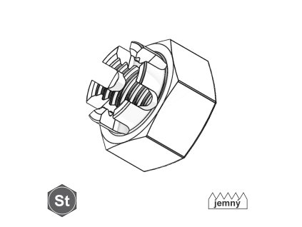 Matice korunková, jemný závit, ZB;  8;  M 20 x 1,5_1