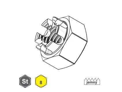 Matice korunková, jemný závit, St;  8;  M 30 x 2_1