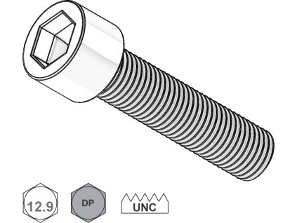 Šroub s VH, INBUS,DP KL120+VH301; 12.9; 3/8" x 3/4"_1