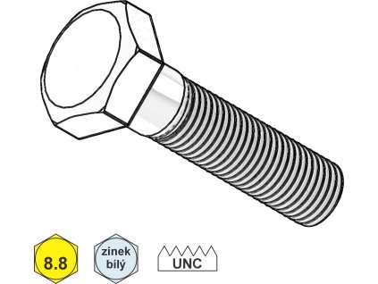 Šroub palcový UNC, 6HR, ČZ, ZB; 8.8; 3/8" x 1 1/2"_1