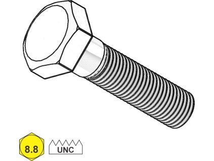 Šroub palcový UNC, 6HR, ČZ, St; 8.8; 3/8" x 4"_1