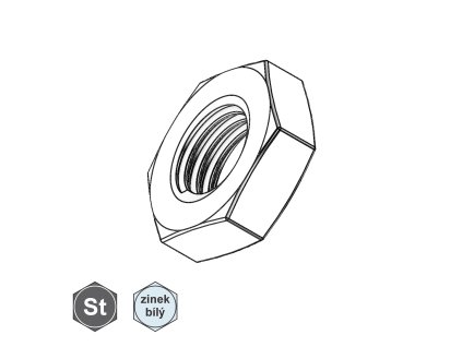 Matice nízká, jemná, 6HR, ZB; M 10 x 1_1