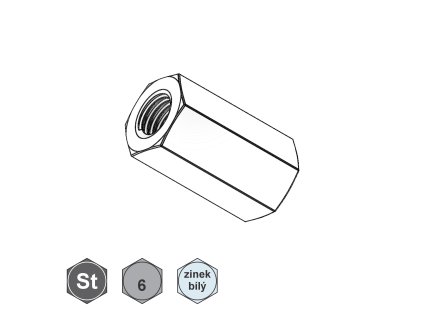 Matice 6HR, prodlužovací 3d, ZB; 6; M 10 x 30_1